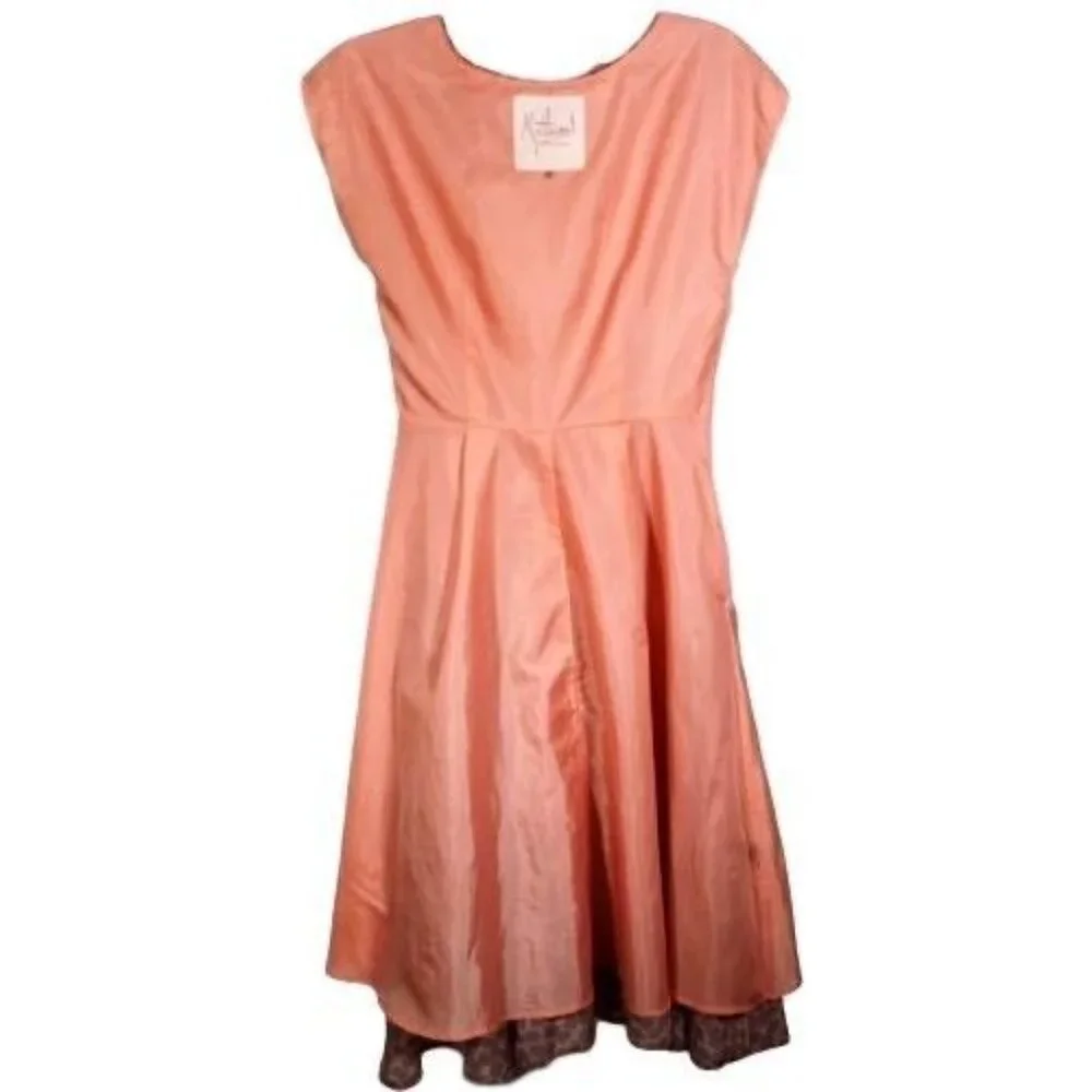 Myrtlewood of California Womens Dress Size XS Coral Lavender Mini Floral Lined - Picture 10 of 10